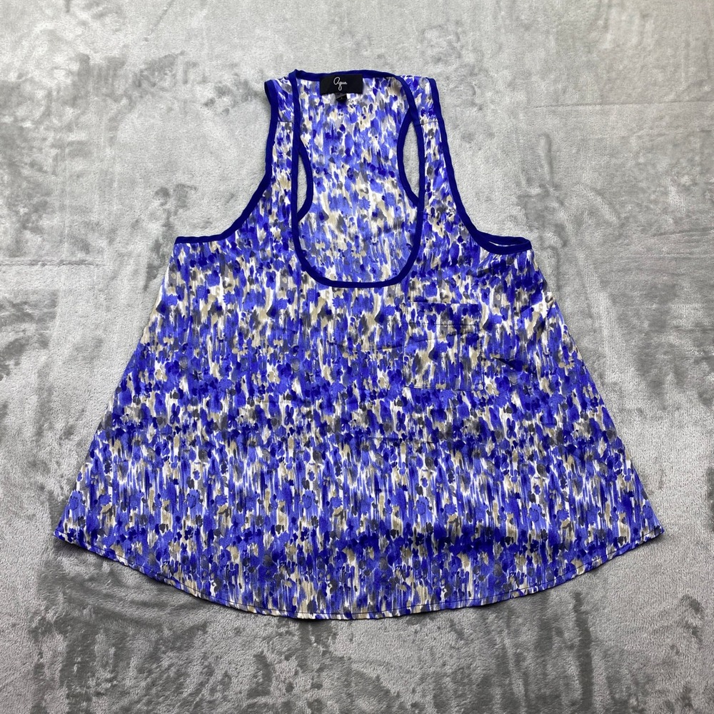 Aqua‎ Abstract Print Racerback Tank Top Blue Gray Women's Size Small Boho